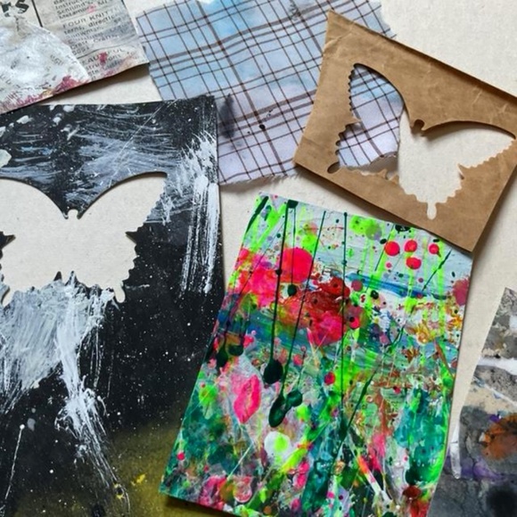 Junk Journal Pack  15+ Hand painted Pieces, Great for scrapbooking, collage - Picture 4 of 11